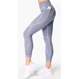 Womens Sweaty Betty 7/8 Length Blue and White Power Legging Size XS